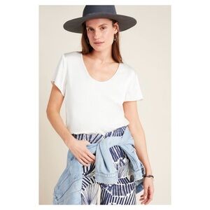 NWOT Anthropologie Lucy 100% Silk Tee Top in White  Size XS
